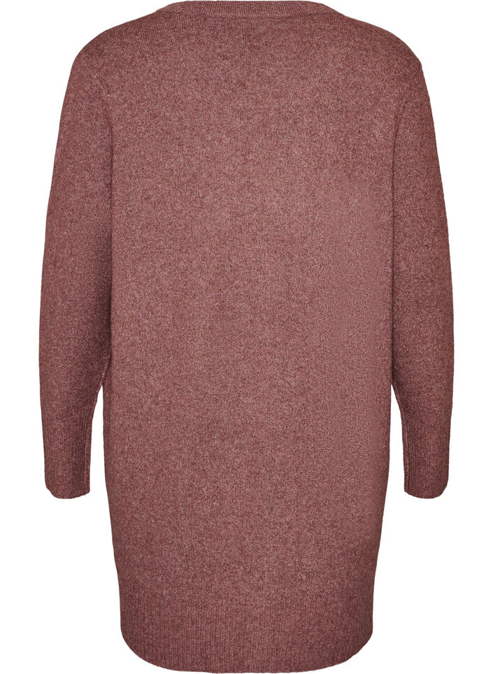 Meleret strik cardigan med lommer, Lyser&oslash;d, Packshot image number 1