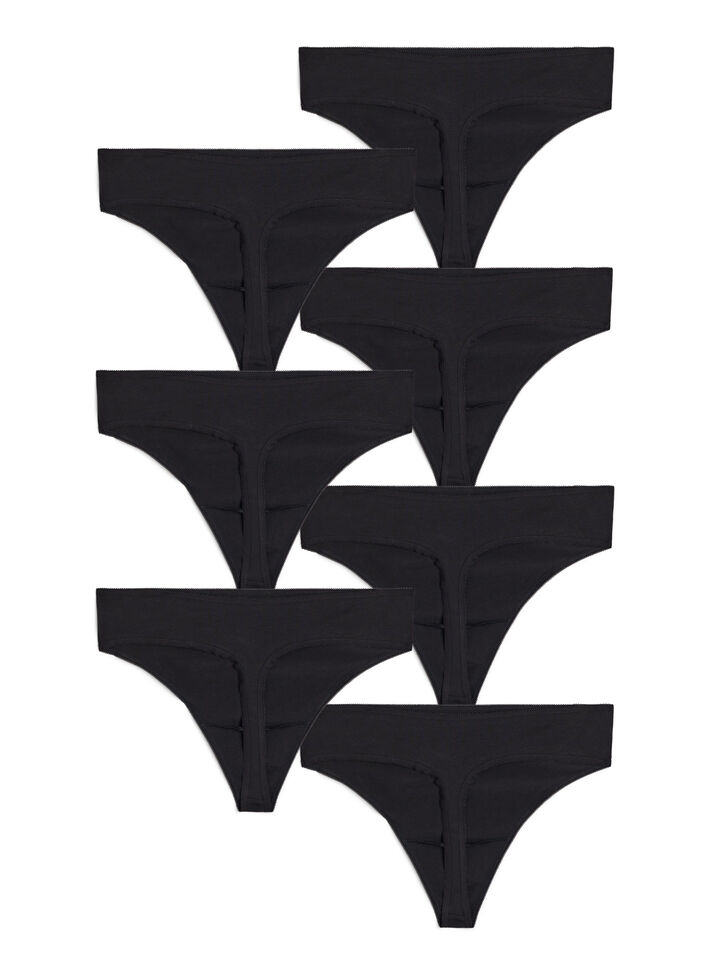 7-pak g-streng i bomuld, Sort, Packshot image number 1