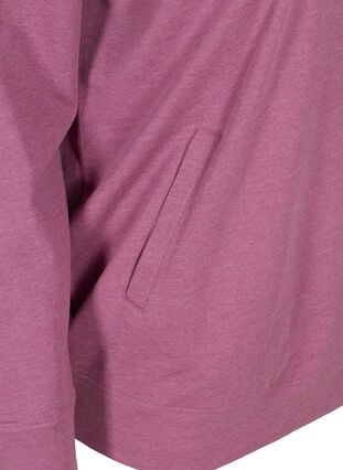 Meleret sweatshirt med lynlås, Grape Nectar Melange, Packshot image number 3