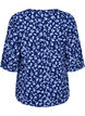 Blomstret bluse med 3/4 ærmer, M. Blue Flower AOP, Packshot image number 1
