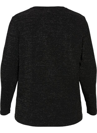 Langærmet bluse med glimmer, Black, Packshot image number 1