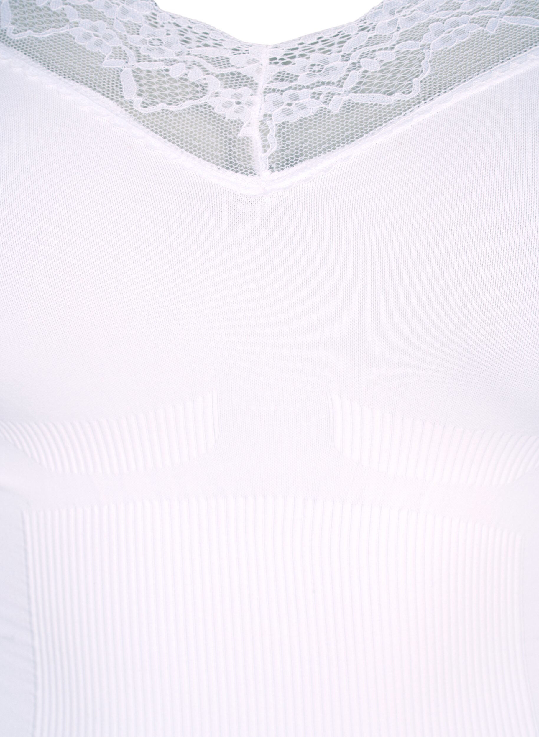 Zizzi Shapewear bodystocking med blonder, Hvid, Packshot image number 2