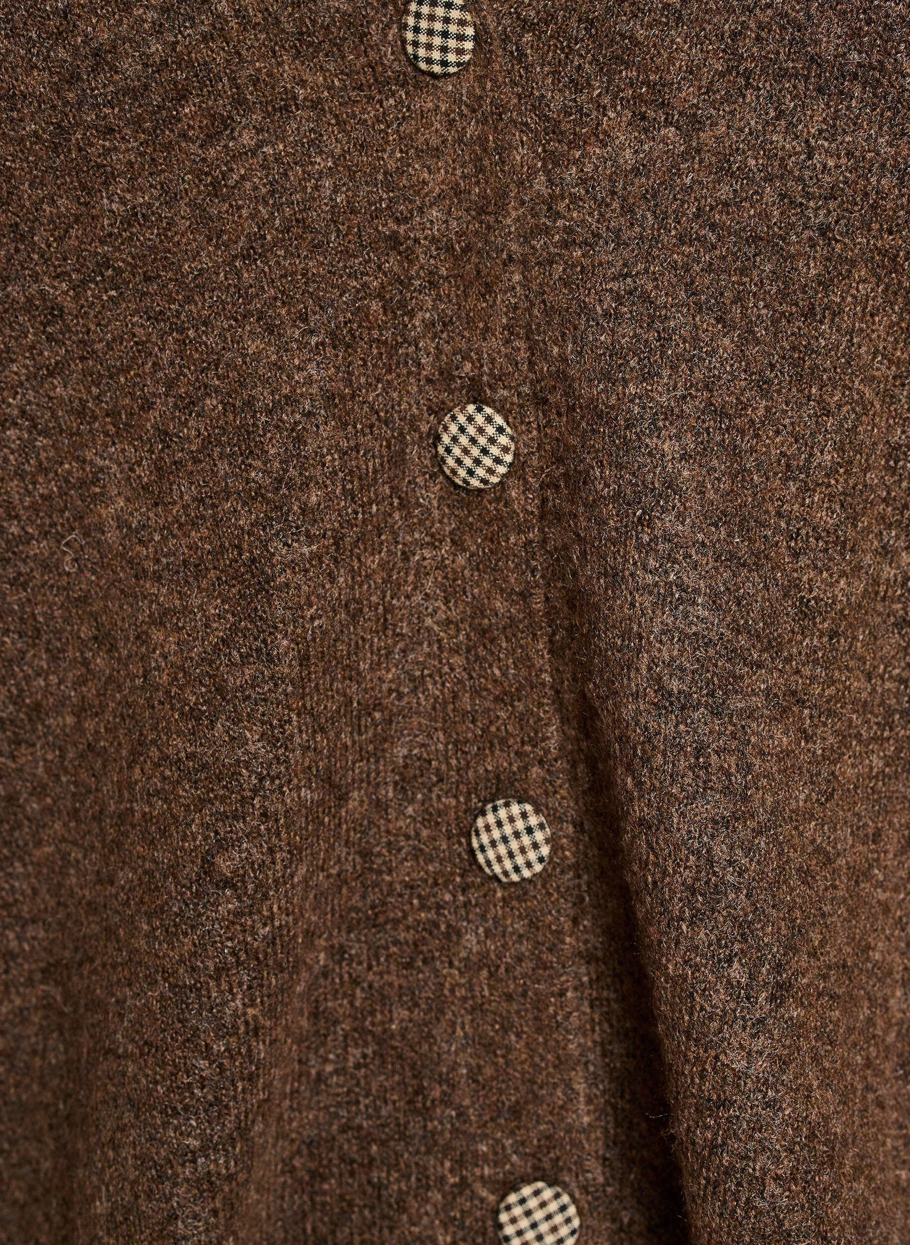 ZizziCardigan med dekorative knapper og V-hals, Brun, Packshot image number 2