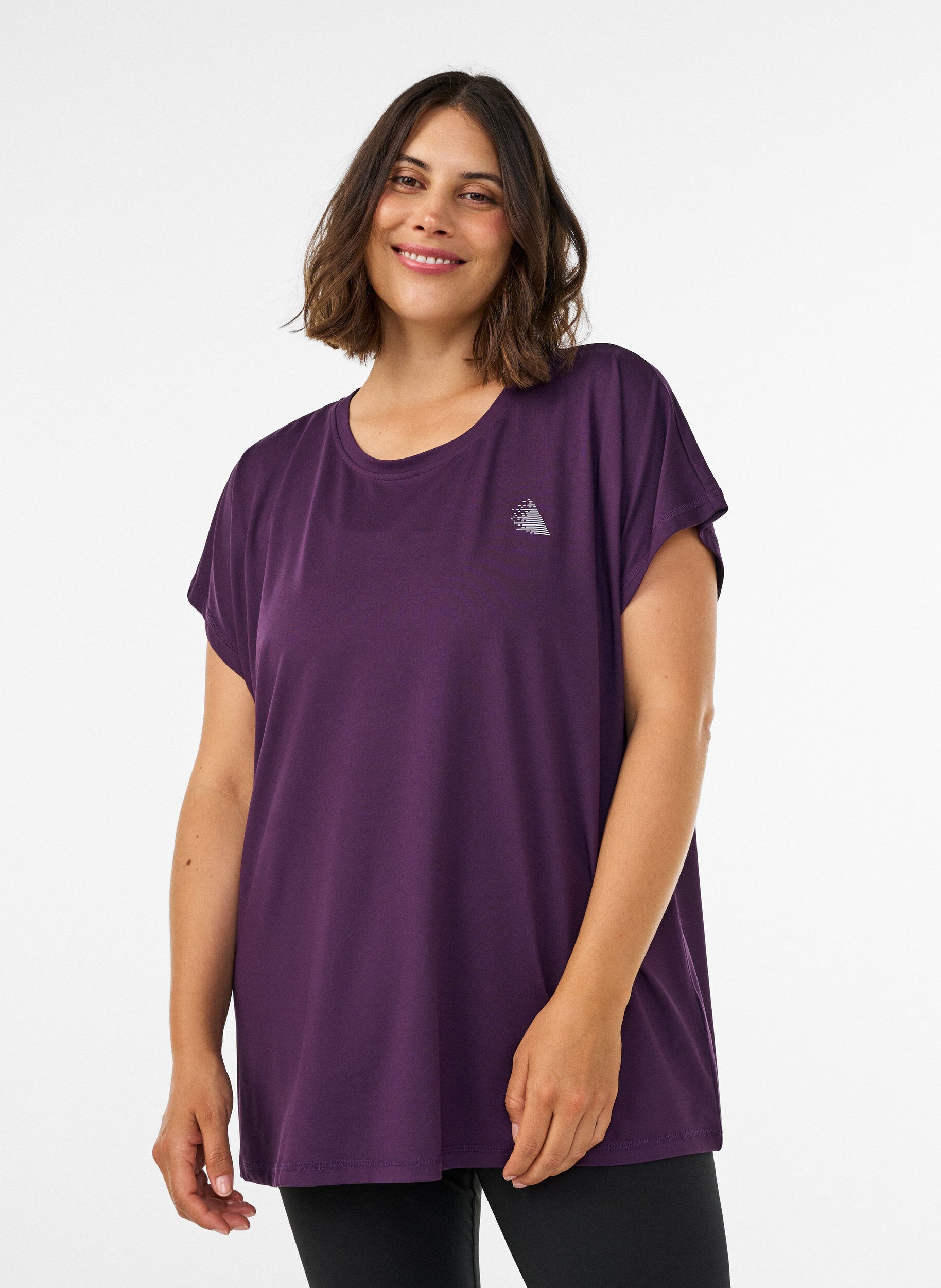 Ensfarvet tr&aelig;nings t-shirt, Lilla, Model