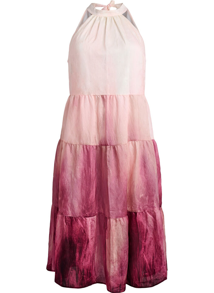 Midi festkjole med halterneck, Lyser&oslash;d, Packshot image number 0