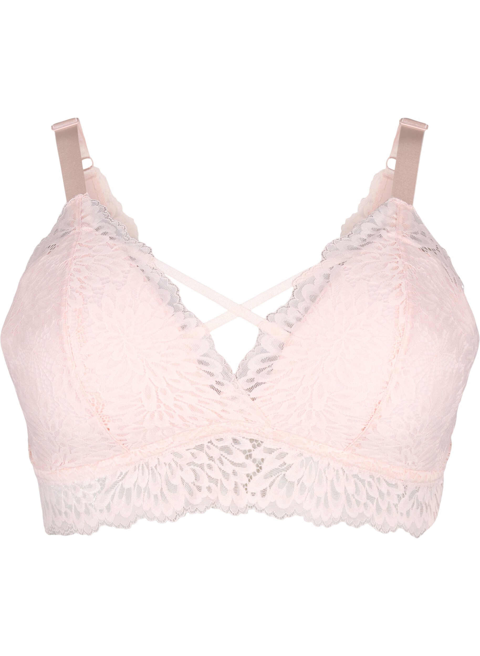 Zizzi Bralette med stringdetalje og bl&oslash;d vattering , Peach Blush, Packshot image number 0