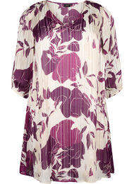 Printet kjole med v-hals og 3/4 ærmer, D.Purple Graphic AOP
