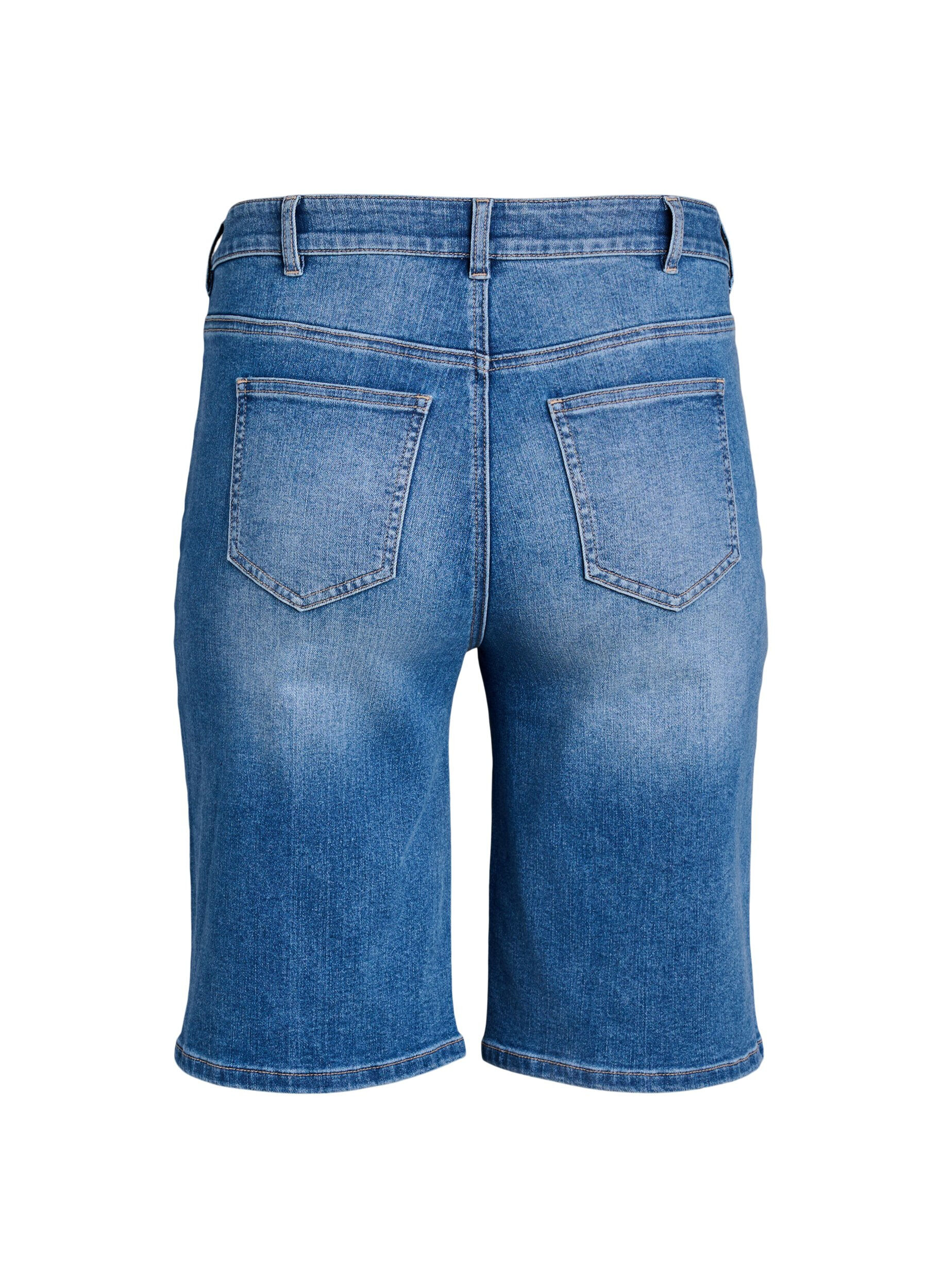 Zizzi Bermudashorts i denim med h&oslash;j talje, Bl&aring;, Packshot image number 1