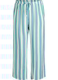 Stribede bukser med h&oslash;j talje og brede ben, Vanilla