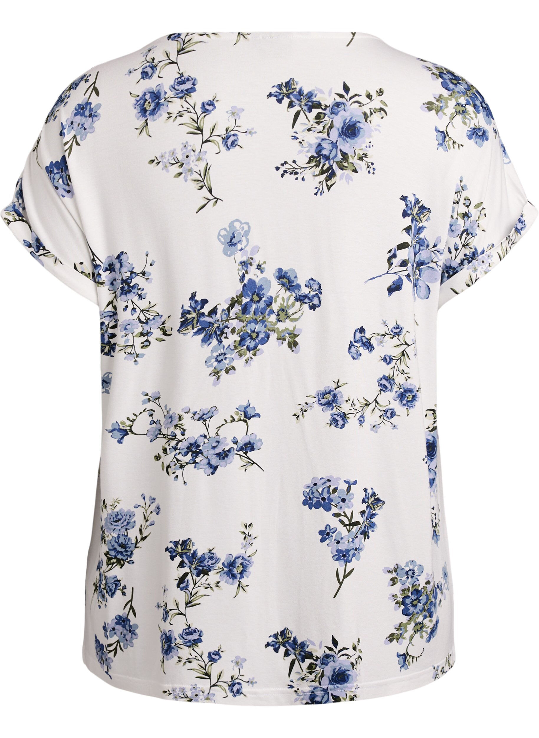 Zizzi T-shirt med blomsterprint, Vanilla, Packshot image number 1