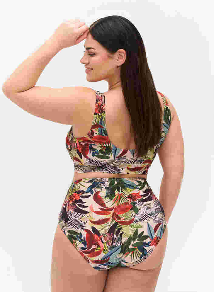 Højtaljet bikini underdel med print, Palm Print, Model