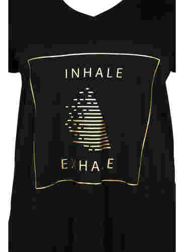 Bomulds trænings t-shirt med tryk, Black w. inhale logo, Packshot image number 2