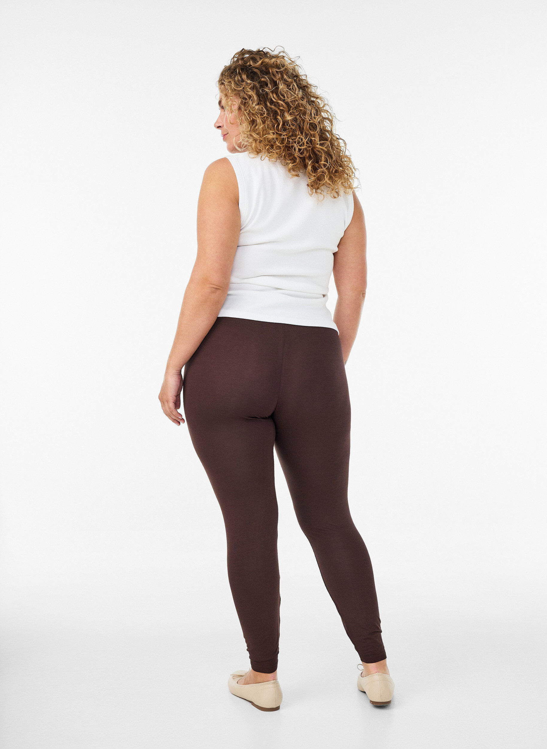 ZizziBasis leggings i viskose, Brun, Model image number 2