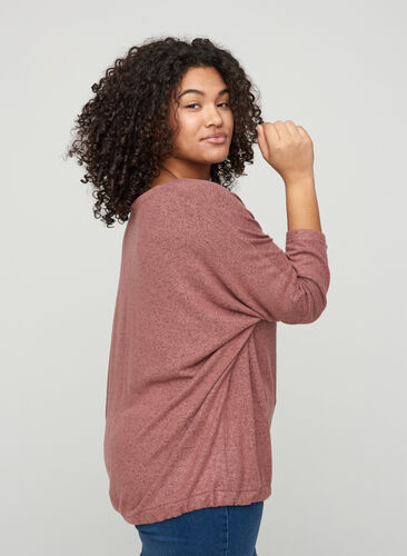 Meleret bluse med justerbar bund, Burlwood Melange , Model image number 1