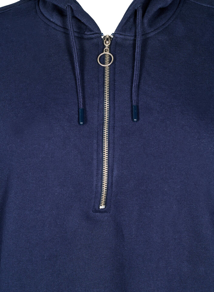 Kort sweatkjole med hætte og lange ærmer, Navy Blazer, Packshot image number 2