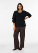 Strikbluse med struktureret hulm&oslash;nster, Sort, Model image number 1