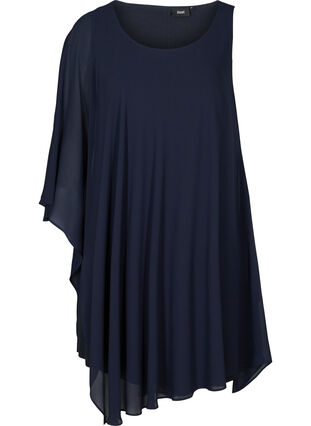 One-shoulder kjole med a-form , Night Sky, Packshot image number 0