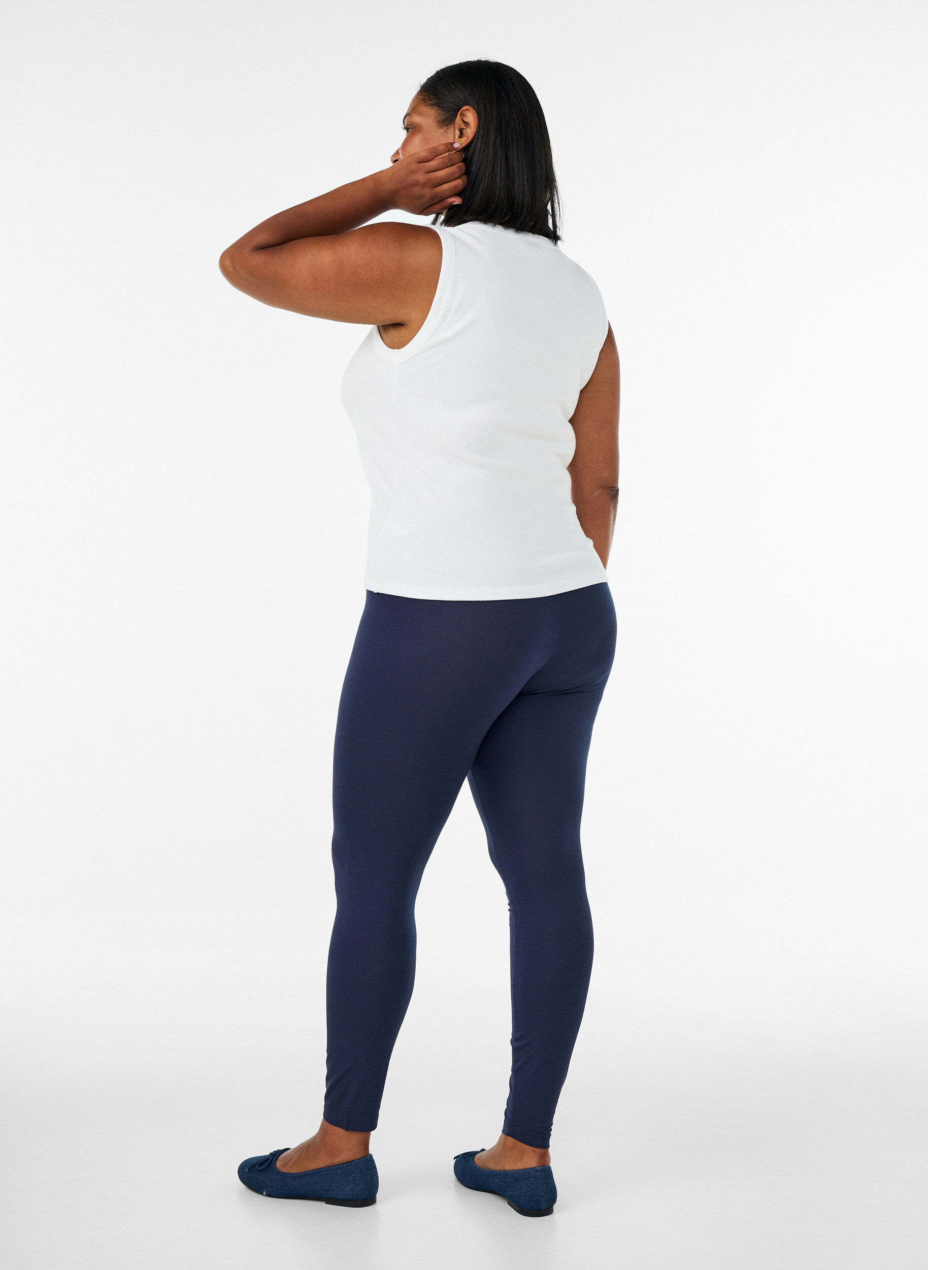 ZizziBasis leggings med ekstra l&aelig;ngde, Bl&aring;, Model image number 1