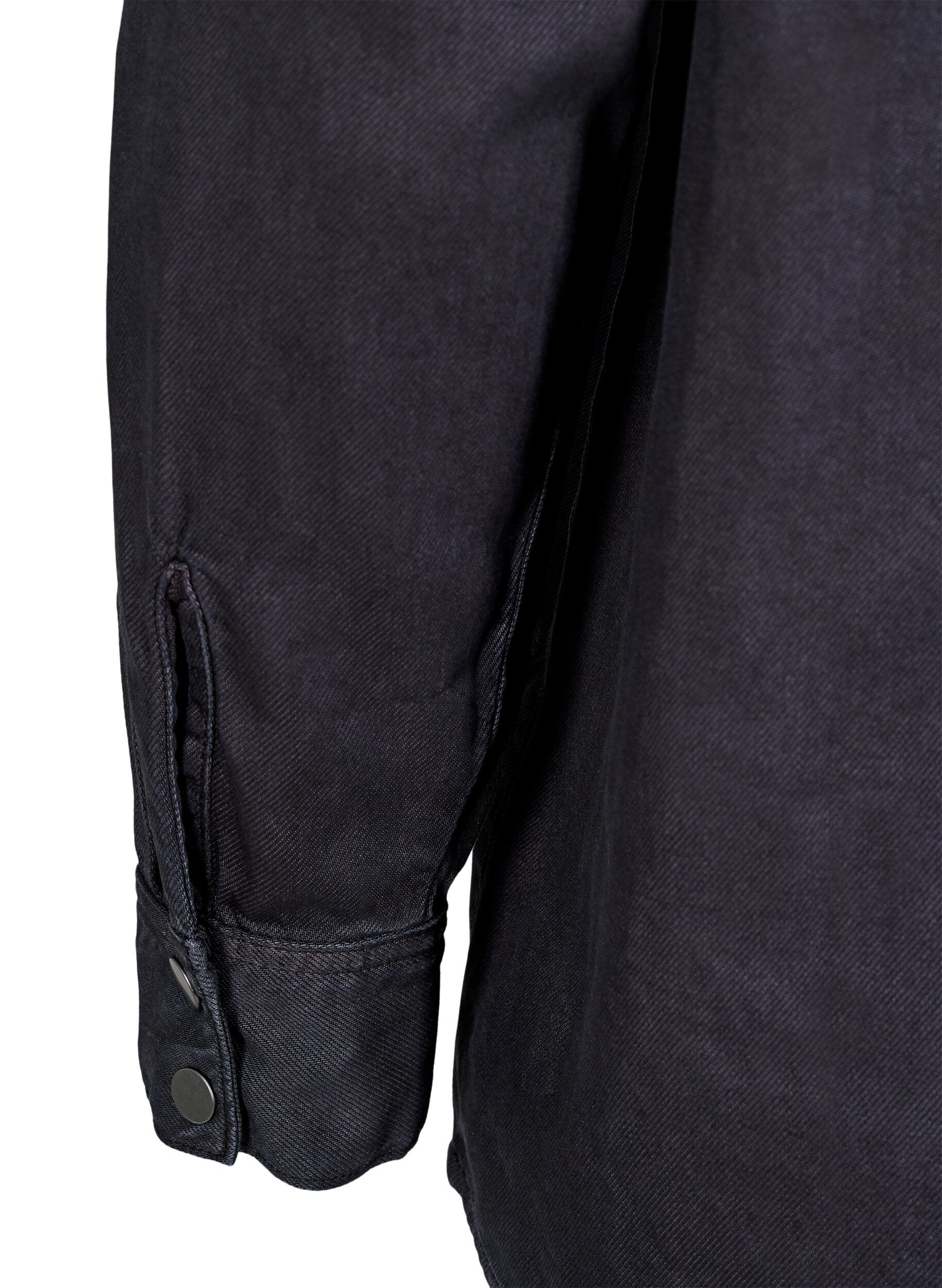 Zizzi Denimskjorte med brystlommer , Sort, Packshot image number 3