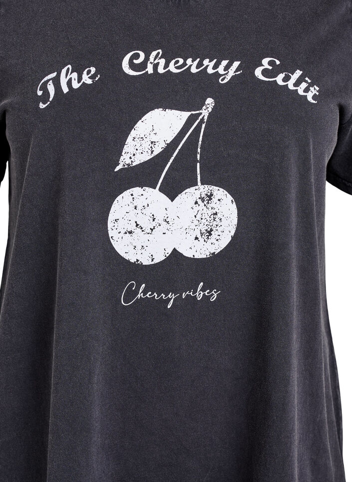 T-shirt i &oslash;kologisk bomuld med print washed effekt, Gr&aring;, Packshot image number 2