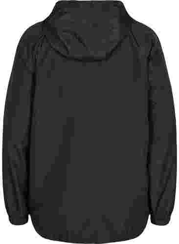 Kort jakke med hætte og justerbar bund, Black, Packshot image number 1