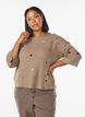 Strikbluse med hjerter og 3/4 &aelig;rmer, Brun, Model image number 0