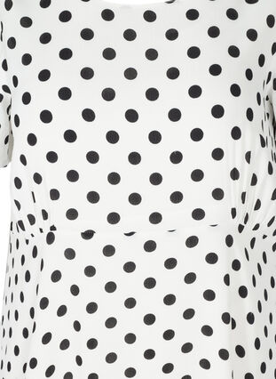Kortærmet viskose kjole med prikker, White w. Black Dot, Packshot image number 2