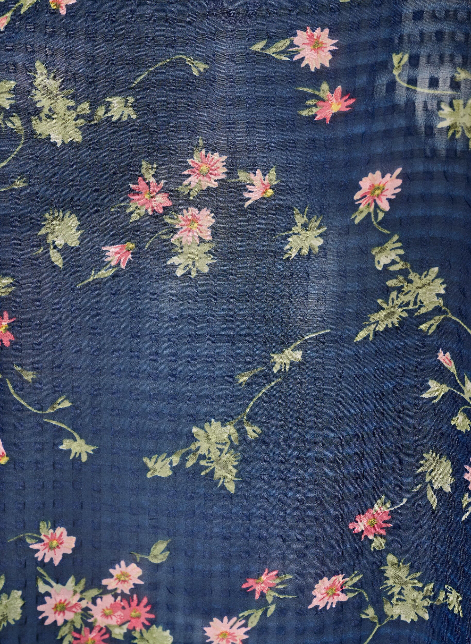 ZizziBluse med blomsterprint og V-udsk&aelig;ring, Bl&aring;, Packshot image number 2