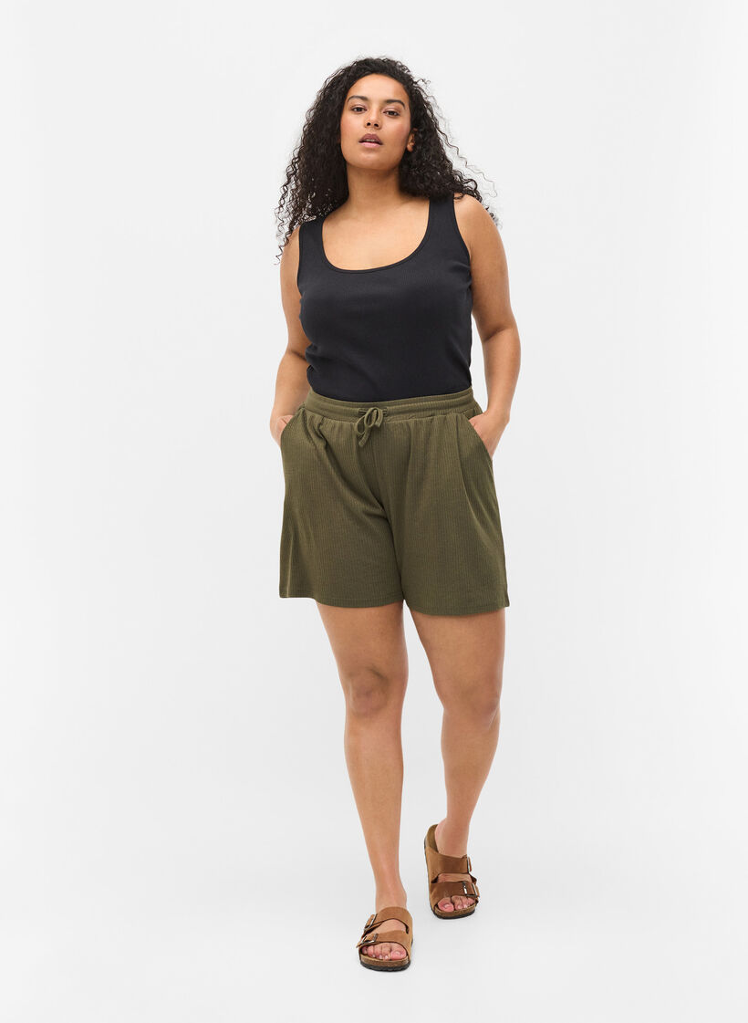 2-pak basis tanktop i rib, Black/Black, Model image number 2