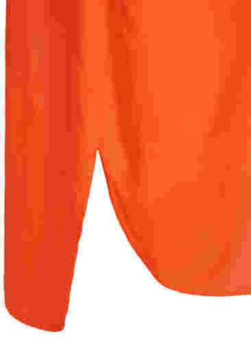 Kortærmet skjortekjole i viskose , Mandarin Red, Packshot image number 3