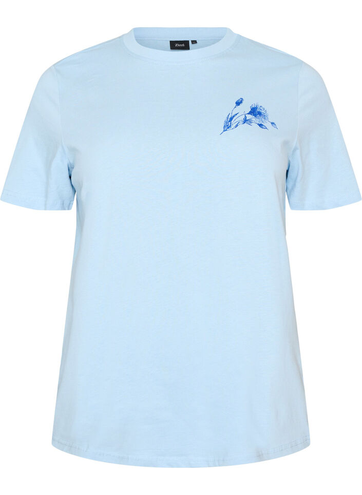 T-shirt i bomuld med print, Bl&aring;, Packshot image number 0
