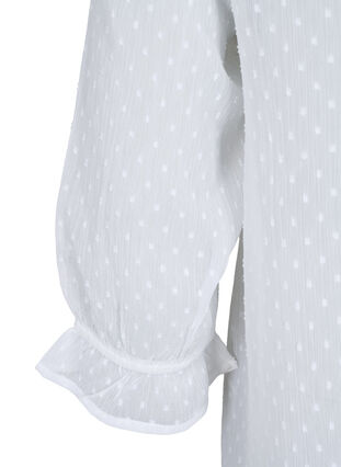 FLASH - Bluse med 3/4 ærmer og strukturmønster, White, Packshot image number 3