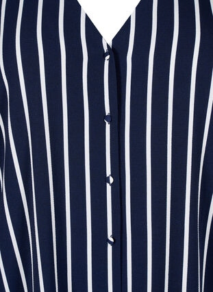 Skjortebluse med v-hals og print, Maritime Blue Stripe, Packshot image number 2