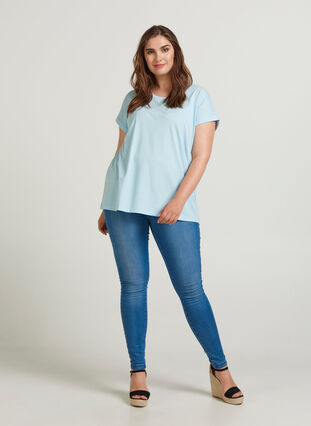 T-shirtT-shirt i bomuldsmix, Dream Blue Mel., Model image number 0