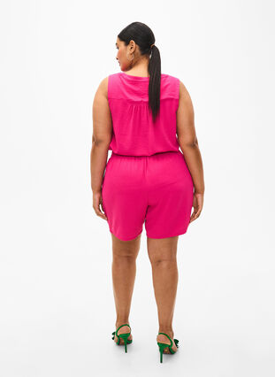 Shorts med lommer og elastik i taljen, Pink Peacock, Model image number 1