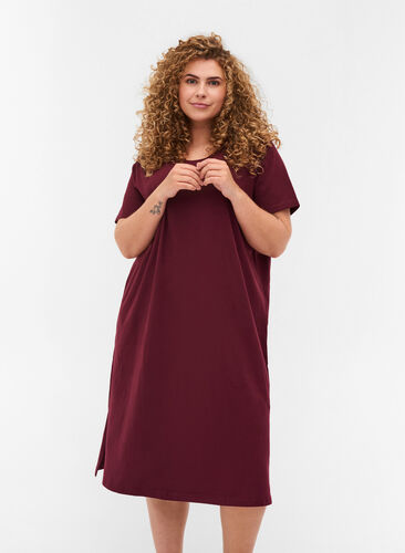 Kortærmet kjole i bomuld med slids, Port Royal, Model image number 0