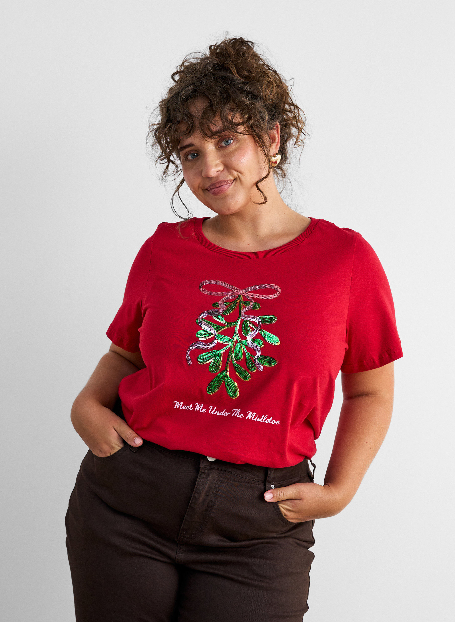 ZizziJule t-shirt i &oslash;kologisk bomuld, R&oslash;d, Model image number 0
