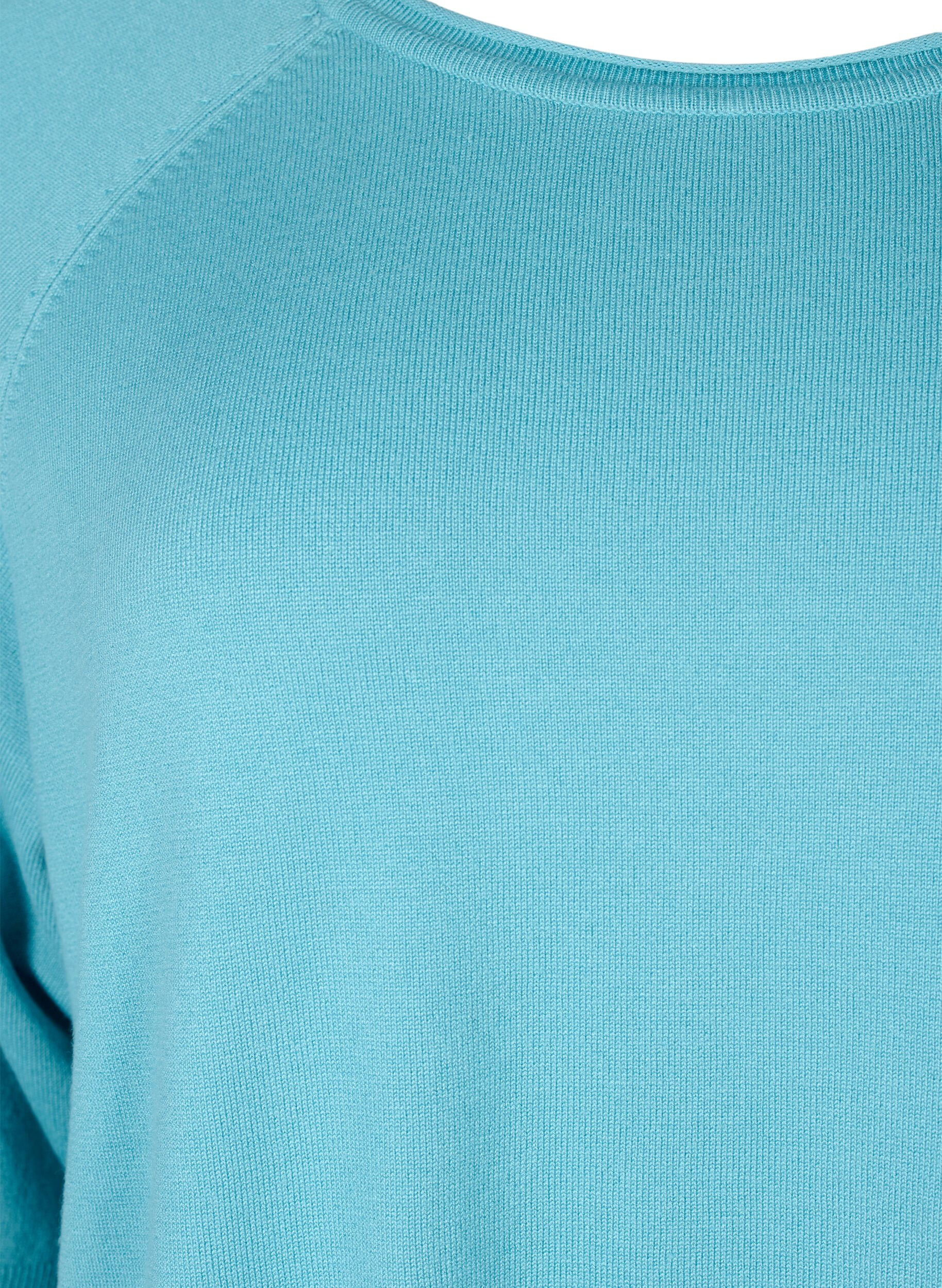 Zizzi Viskose strikbluse med 3/4 &aelig;rmer, Reef Waters, Packshot image number 2