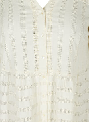 Bomulds tunika med knapper og 3/4 ærmer, Antique White, Packshot image number 2