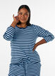 Lang&aelig;rmet natbluse i rib jersey med striber, Bl&aring;, Model image number 0