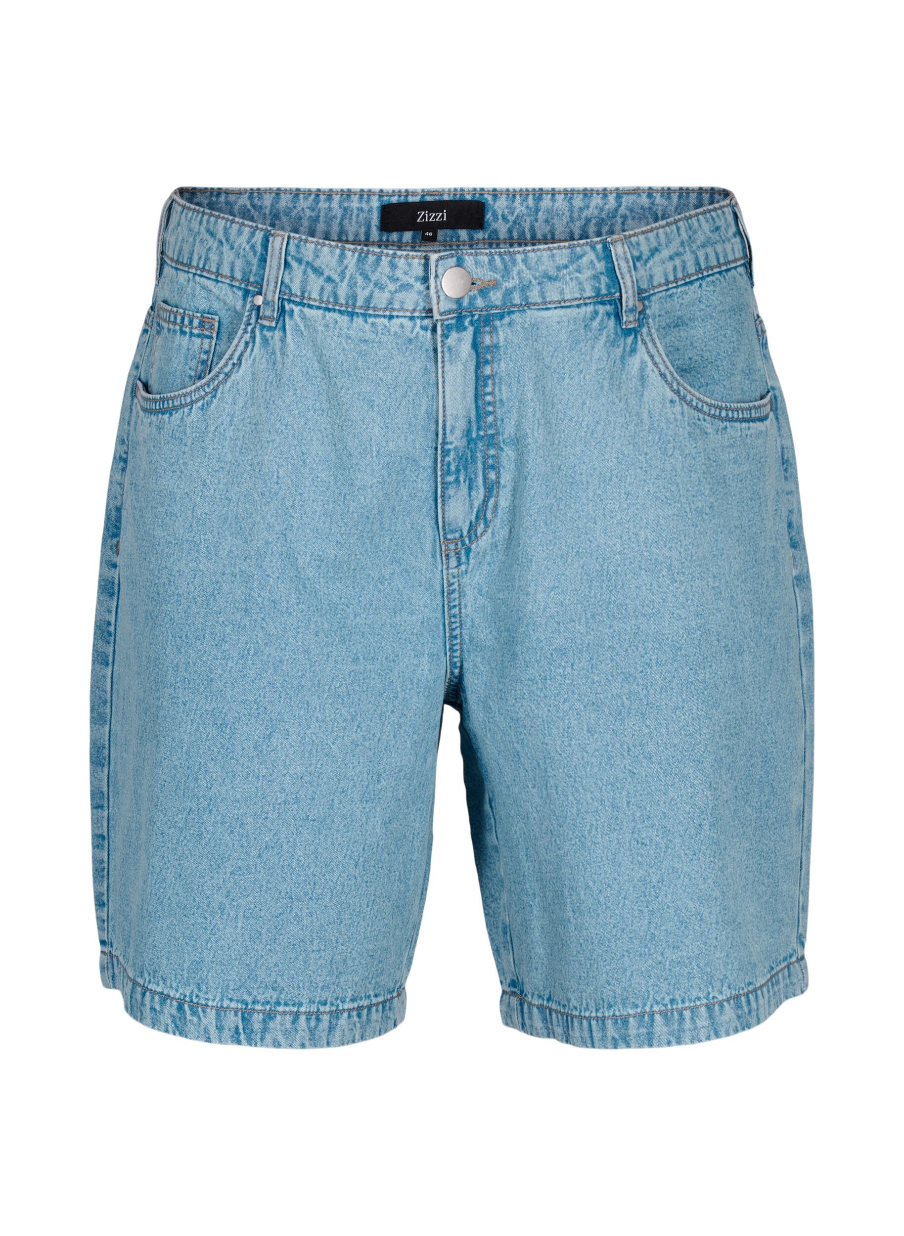 Zizzi Denim shorts med h&oslash;j talje, Light Blue Denim, Packshot image number 0
