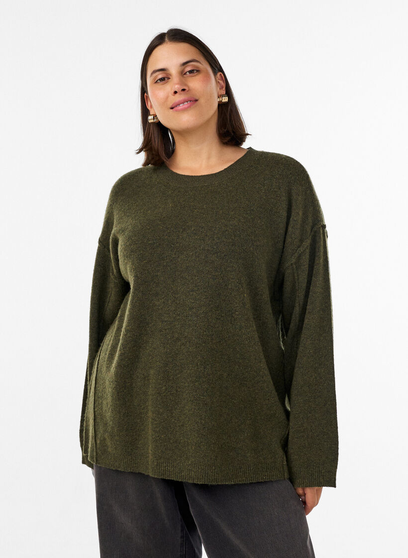 L&oslash;s striktr&oslash;je med markante syninger, Gr&oslash;n, Model image number 0