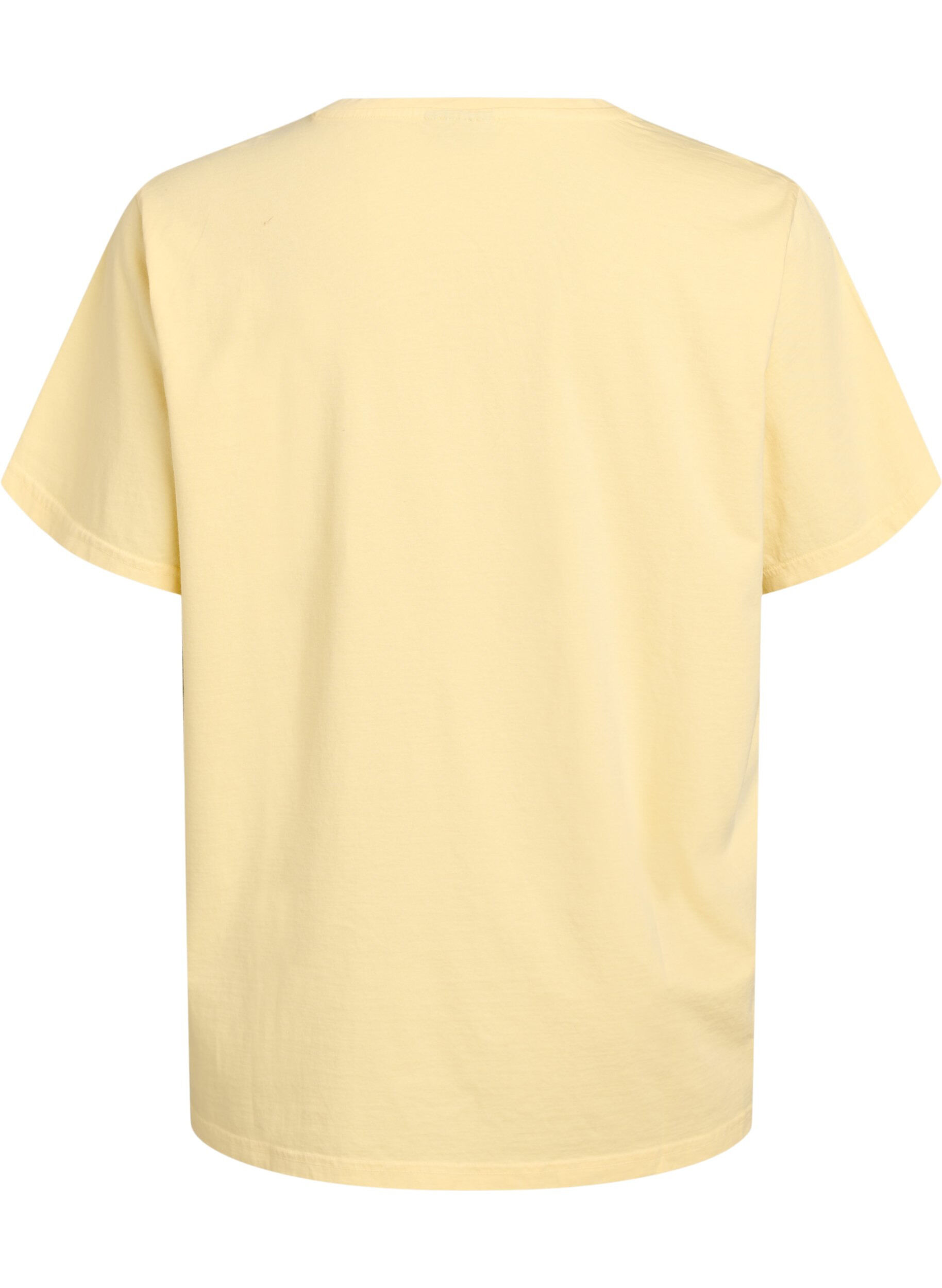 Zizzi T-shirt i &oslash;kologisk bomuld med rhinsten og sommerfugl, Beige, Packshot image number 1