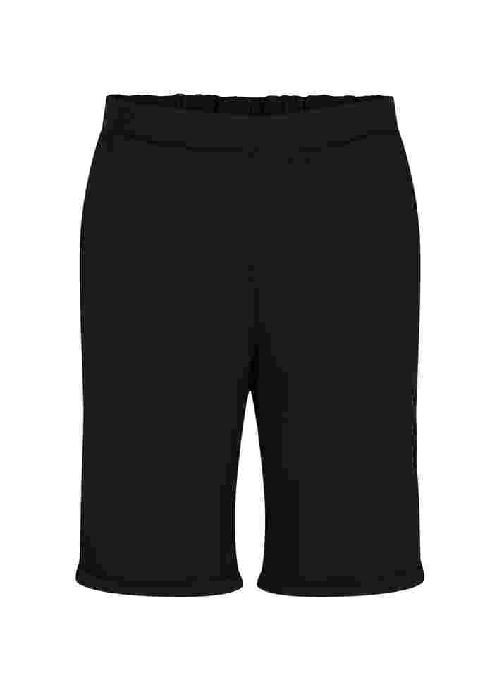 Shorts med elastikkant og lommer, Black, Packshot