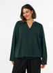 Bluse med ballonform og V-udsk&aelig;ring, Gr&oslash;n, Model image number 0