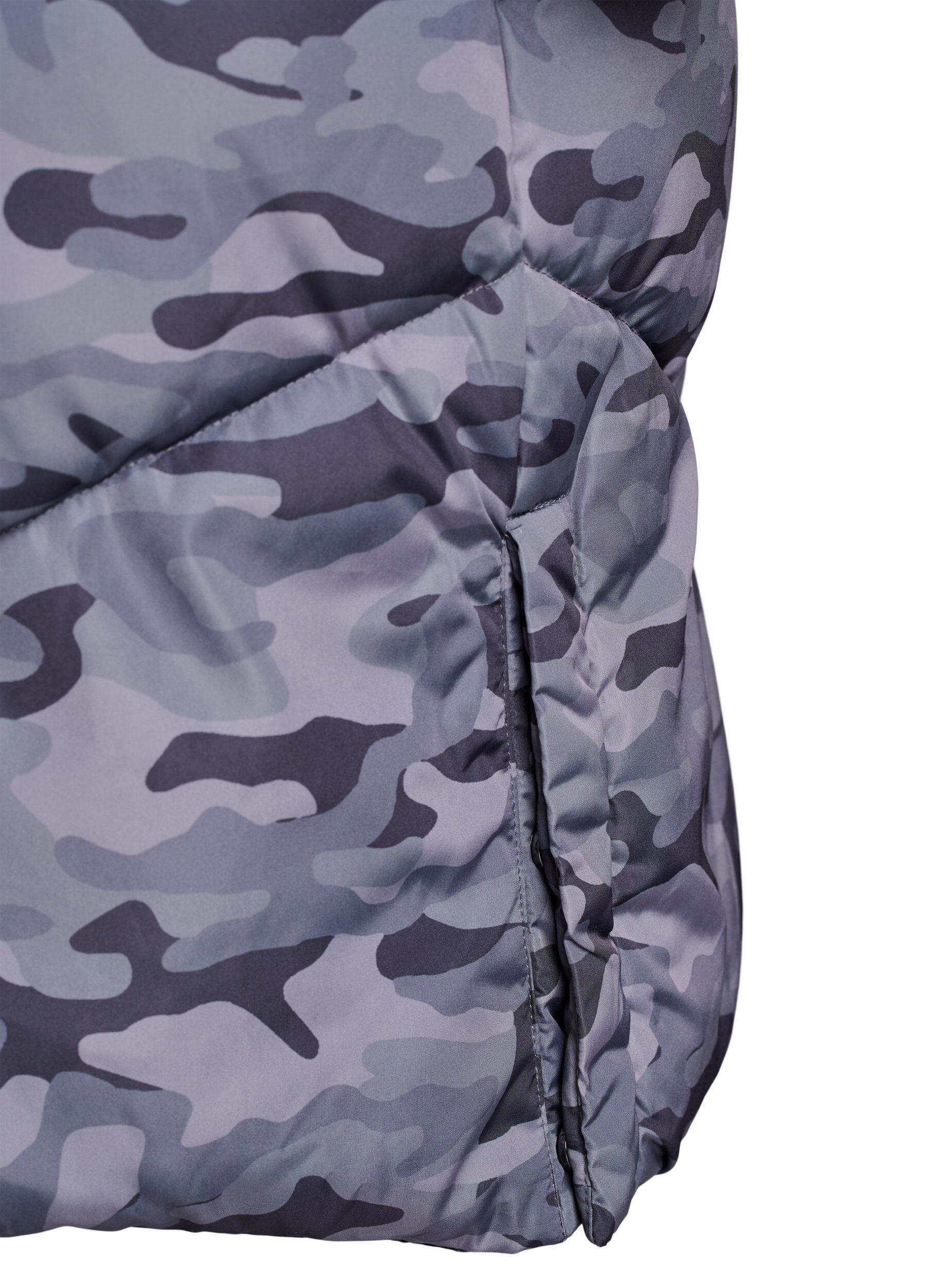 Zizzi Lang camouflage pufferjakke, Gr&aring;, Packshot image number 4