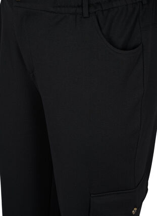 Løse bukser med elastikkant og lommer, Black, Packshot image number 2