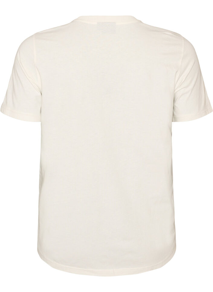 T-shirt i bomuld med print, Hvid, Packshot image number 1