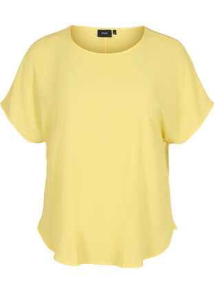 Bluse med korte ærmer og rund halsudskæring, Goldfinch, Packshot image number 0