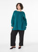 Strikbluse med diagonalt m&oslash;nster og raglan&aelig;rmer, Gr&oslash;n, Model image number 1